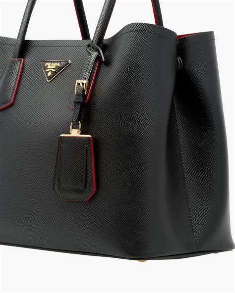 prada double bag black fire engine red|prada double saffiano tote.